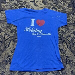 Vtg 80s I Love Buick Oldsmobile Car Blue Shirt Mens Size Small